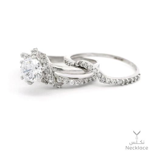 خاتم ذهب لازوردي أبيض عيار 18 (RNLZ.0430)