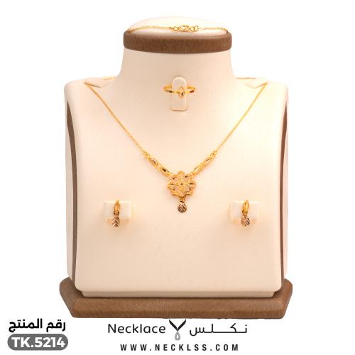 طقم ذهب عيار 21 تصميم زهري فاخر ولمسة أنيقة (TK.52...