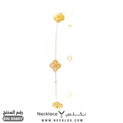 سوارة ذهب عيار 18 تصميم زهرة فاخرة (SW.5586Y)