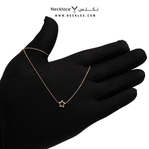 قلادة ذهب عيار 18 تصميم نجمة لون أسود فاخر (NC.571...