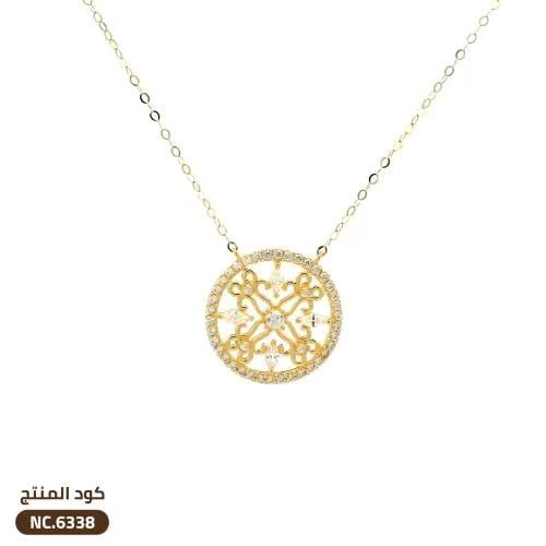 قلادة دائرية مرصعة بالزركون ذهب عيار 18 (NC.6338)