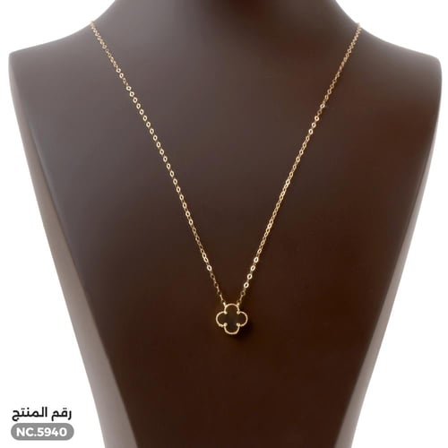 قلادة ذهب عيار 18 بتعليقة بلون بني هادئ (NC.5940)