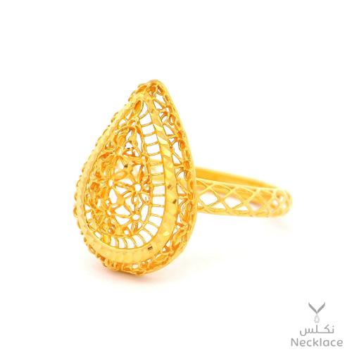 خاتم نسائي فاخر من الذهب الأصفر عيار 21 (RN.5666)