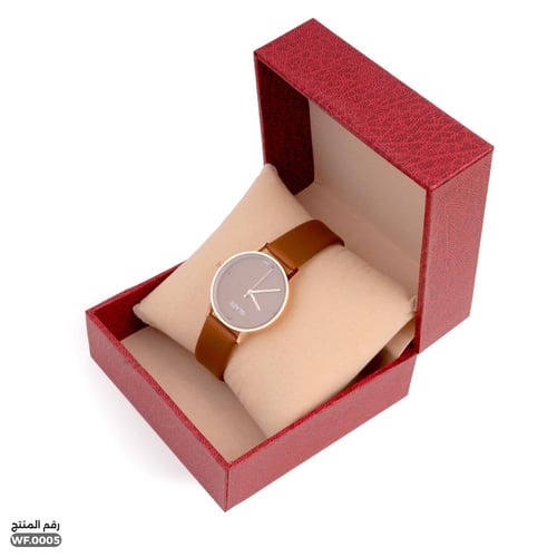 ساعة يد جلاز للنساء جلد بني فاخرة (WF.0005)