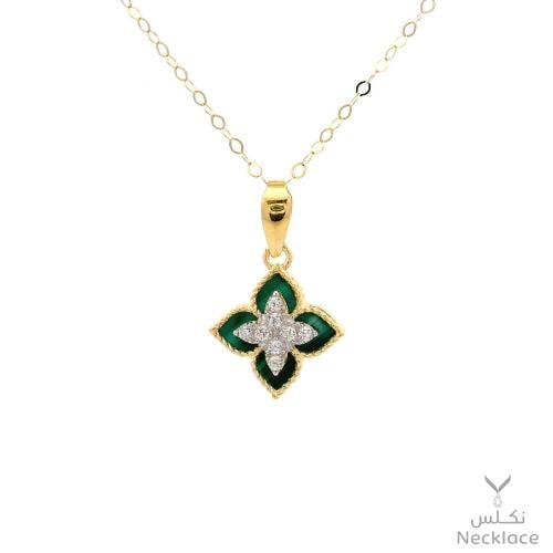 قلادة الوردة الزيتي ذهب عيار 18 (NC.5567G)