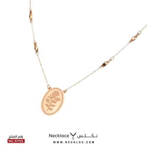 قلادة ذهب عيار 21 تصميم وردة بيضاوي (NC.5705)