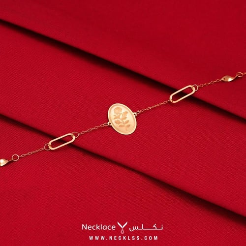 أسوارة ذهب عيار 21 تصميم بيضاوي وردة أنيقة (SW.542...