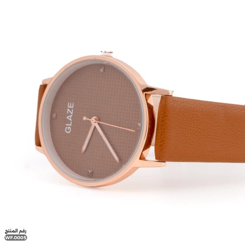 ساعة يد جلاز للنساء جلد بني فاخرة (WF.0005)