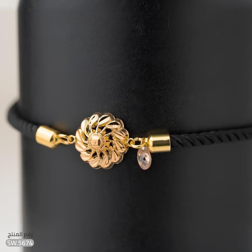 سوارة ذهب عيار 21 كرسي جابر حبل مبروم (SW.5674)