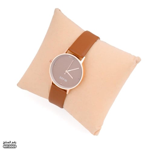 ساعة يد جلاز للنساء جلد بني فاخرة (WF.0005)