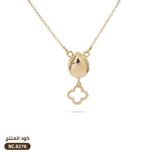 قلادة الدمعة مع زهرة متدلية ذهب عيار 18 (NC.6276)