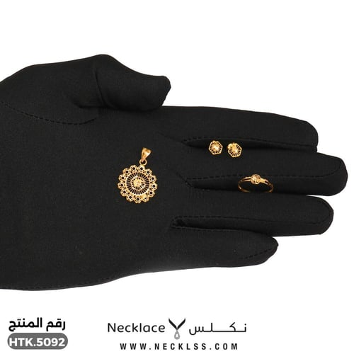 نصف طقم ذهب عيار 21 زخرفة تراثية بلمسة عصرية (HTK....