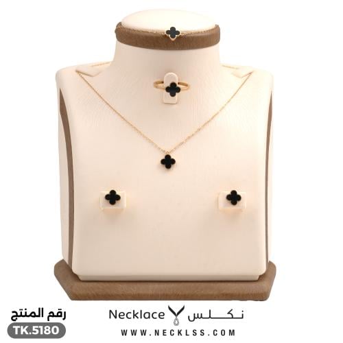 طقم زهرة البرسيم الأسود المميز عيار 18 (TK.5180)