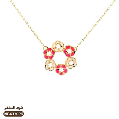 قلادة وردة حمراء ذهب عيار 21 (NC.6370PK)