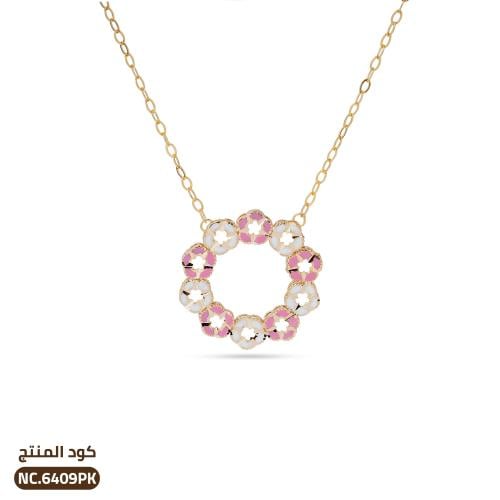 قلادة وردة روز ذهب عيار 21 (NC.6409PK)