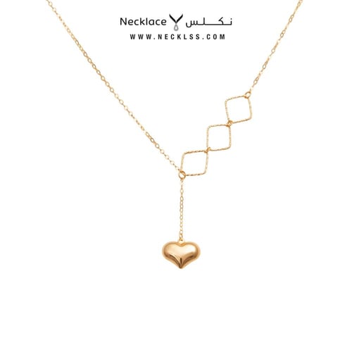 قلادة ذهب عيار 18 قلب يجمع بين الفخامة والأنوثة (N...