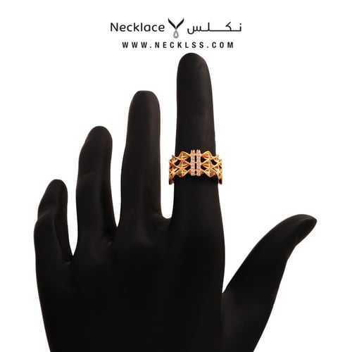 خاتم ذهب لازوردي عيار 21 (RNLZ.0207)