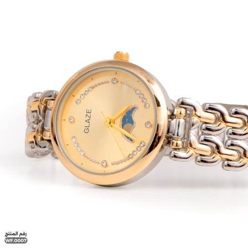 ساعة يد جلاز للنساء بتصميم معدني ثنائي اللون فضي و...