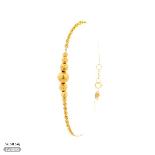 سوارة ذهب عيار 21 تصميم خرزات ذهبية فاخرة (SW.5500...