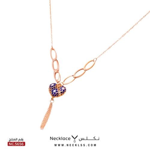 قلادة القلب الزهري ذهب عيار 21 (NC.5656)