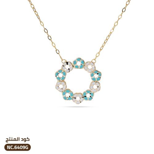 قلادة وردة خضراء ذهب عيار 21 (NC.6409G)