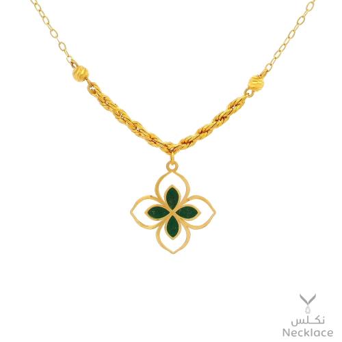 قلادة ذهب تصميم زهرة عيار 21 (NC.5790G)