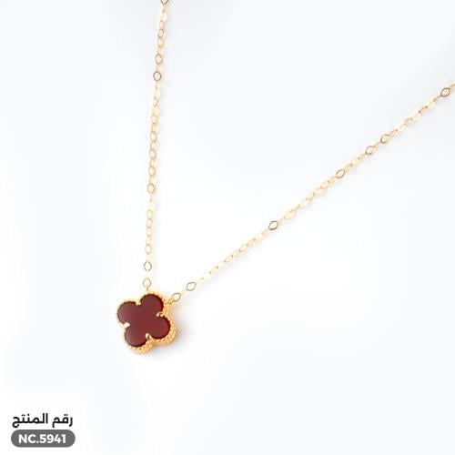 قلادة ذهب عيار 18 بتصميم خمري فاخر (NC.5941)