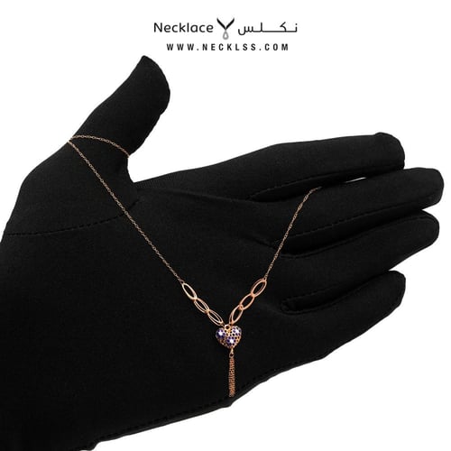 قلادة القلب الزهري ذهب عيار 21 (NC.5656)