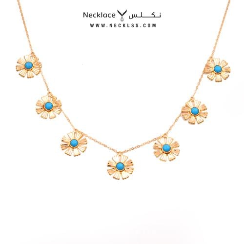 قلادة وردة بفص فيروزي ذهب عيار 21 (NC.5620T)
