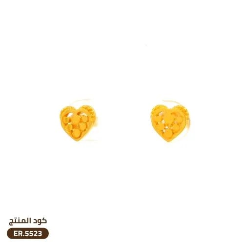 حلق قلب ذهب عيار 21 (ER.5523)