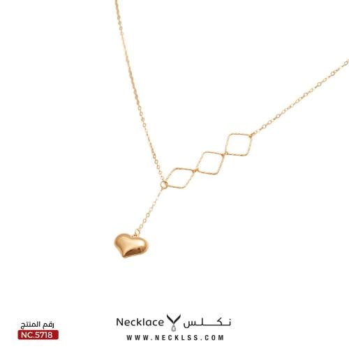 قلادة ذهب عيار 18 قلب يجمع بين الفخامة والأنوثة (N...