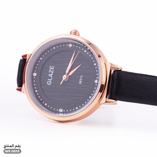 ساعة يد جليز جلد أسود للنساء (WF.0015)