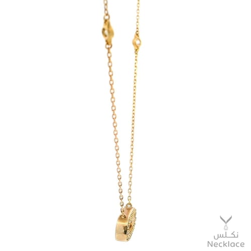 قلادة ذهب عيار 18 تصميم بيضاوي بفصوص فريدة (NC.003...