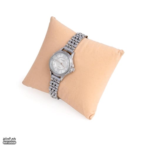ساعة يد جلاز للنساء بتصميم ولون فضي أنيق (WF.0008)