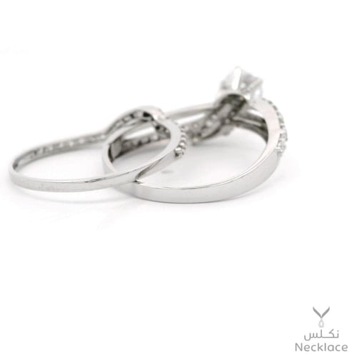 خاتم ذهب لازوردي أبيض عيار 18 (RNLZ.0430)