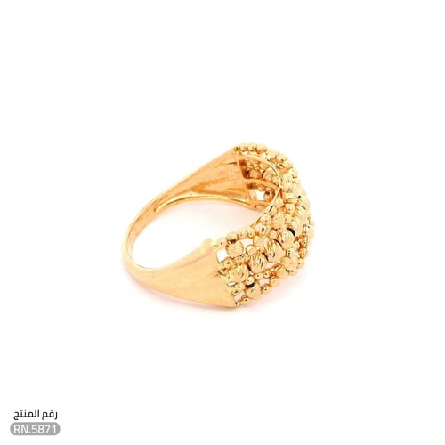 خاتم ذهب عيار 21 تصميم خرزات ذهبية فريدة (RN.5871)