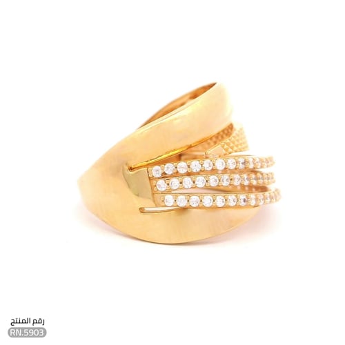 خاتم تصميم مفتوح بفصوص فاخرة ذهب عيار 21 (RN.5903)