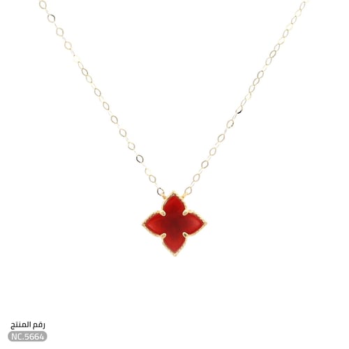 قلادة ذهب عيار 18 بإطار ذهبي وفصوص لامعة (NC.5664)