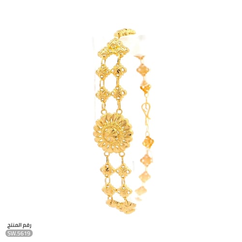 أسوارة ذهب عيار 21 بتصميم مزدوج رقيق (SW.5619)