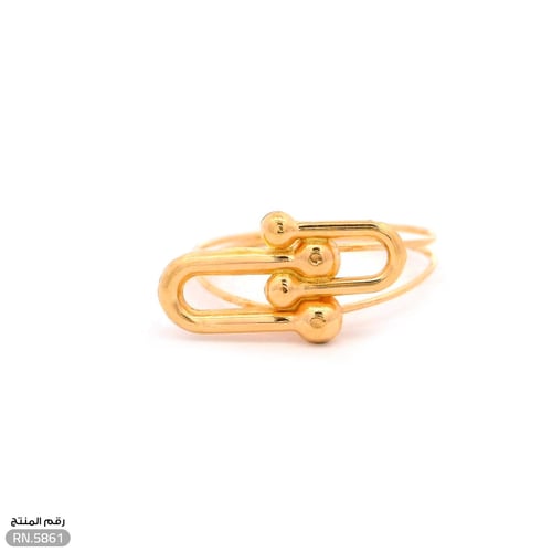 خاتم ذهب عيار 21 تصميم ثنائي متداخل فخم (RN.5861)