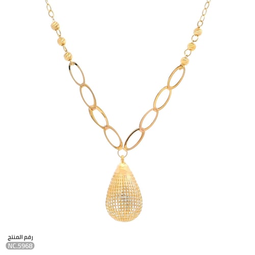 قلادة ذهب عيار 21 تصميم حلقات متشابكة فريدة (NC.59...