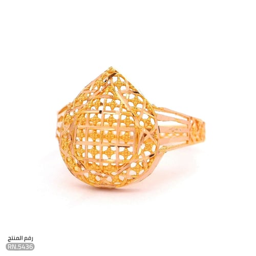 خاتم ذهب عيار 21 تصميم شبكي بنقوش كلاسيكية (RN.543...