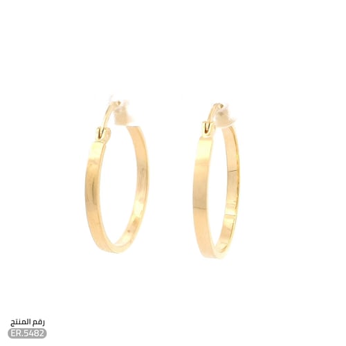 حلق ذهب عيار 18 تصميم دائري ناعم (ER.5482)