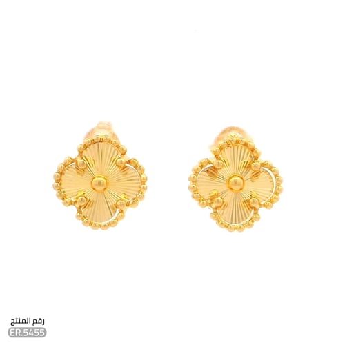 حلق ذهب عيار 21 تصميم زهرة بإطار أنيق (ER.5455)