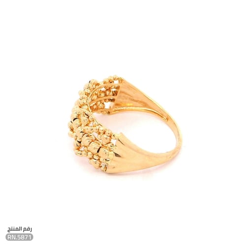 خاتم ذهب عيار 21 تصميم خرزات ذهبية فريدة (RN.5871)