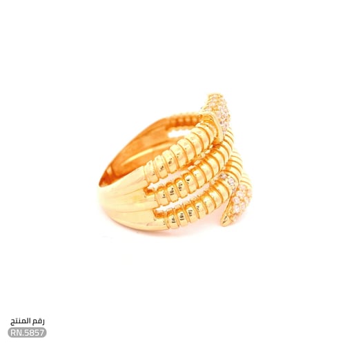 خاتم ذهب عيار 21 تصميم ملتف بفصوص فاخرة (RN.5857)