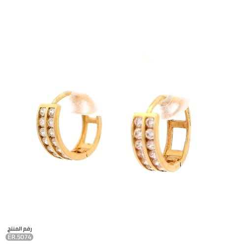 حلق تصميم مفتوح بفصوص براقة ذهب عيار 18 (ER.5074)
