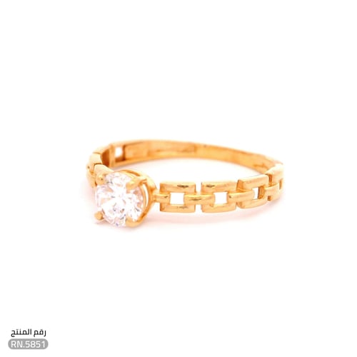 خاتم ذهب عيار 21 تصميم حلقات وفص فاخر (RN.5851)