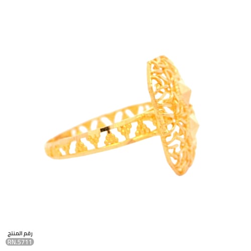 خاتم ذهب عيار 21 تصميم شبكي ناعم (RN.5711)
