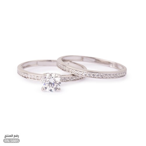 خاتم ذهب أبيض عيار 18 توينز ناعم أنيق (RN.5885)